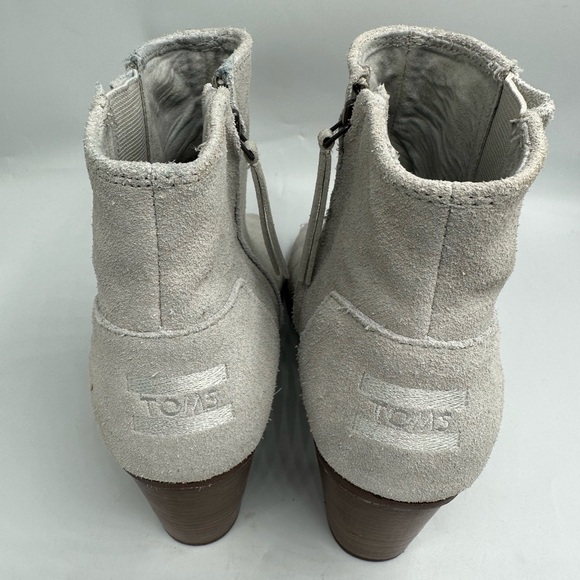 Toms Women’s Gray Leather Ankle Bootie Open Toes Size 8.5 - Picture 9 of 11